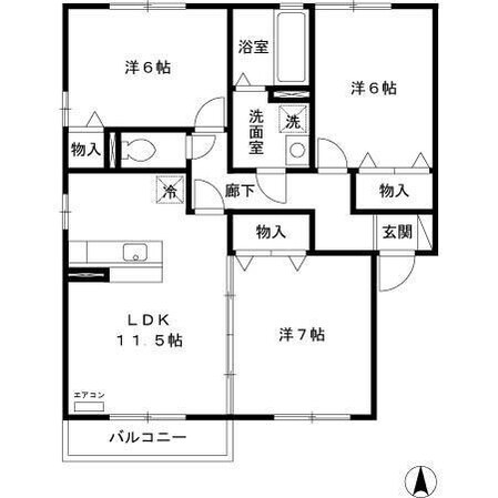 リビングタウン盛岡南　Aの物件間取画像